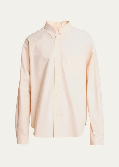 Givenchy Men's Oxford Loose-fit Sport Shirt In Powder