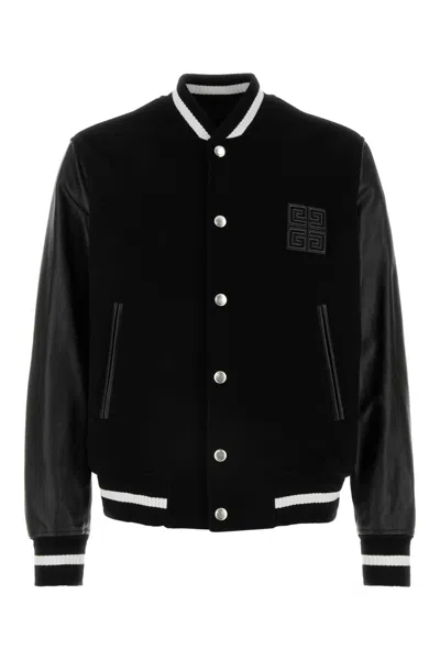Givenchy Mix Material Varsity Jacket In Black