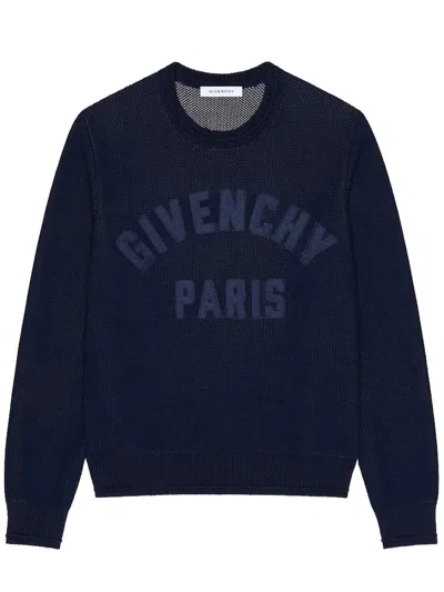 Givenchy Navy Blue Cotton Pullover