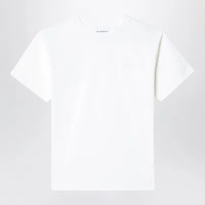 Givenchy Off-white Cotton T-shirt With Tone-on-tone Embroidered Logo
