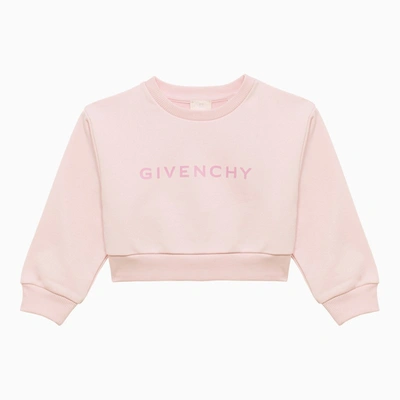 Givenchy Kids' Pink Cotton Blend Cropped Sweatshirt With Logo