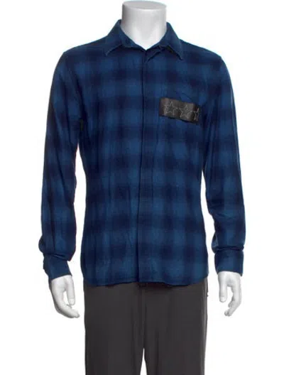 Pre-owned Givenchy Plaid Print Long Sleeve Shirt In Blue
