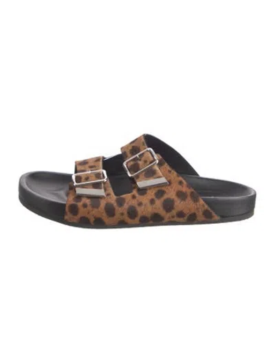 Pre-owned Givenchy Ponyhair Animal Print Slides In Brown