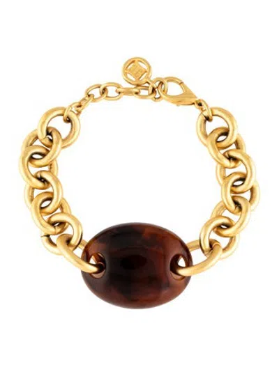 Pre-owned Givenchy Resin Link Bracelet, 8" In Brown