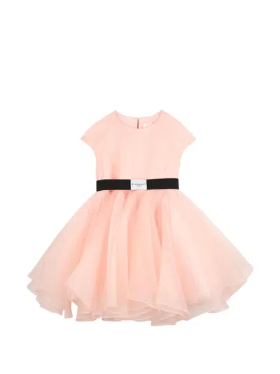 Givenchy Kids' Round-neck Logo-waistband-detail Dress In Pink