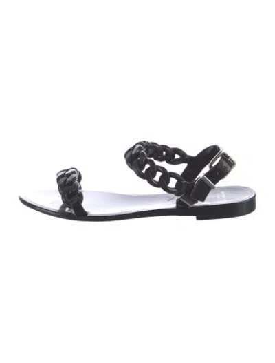 Pre-owned Givenchy Rubber Chain-link Accents Sandals In Black