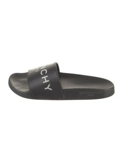 Pre-owned Givenchy Rubber Graphic Print Slides In Black