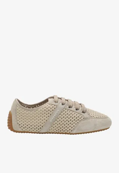 Givenchy Slim Mesh And Suede Sneakers In Natural