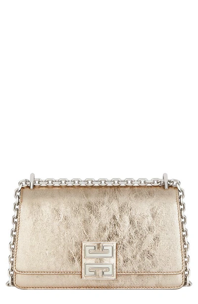 Givenchy Small 4g Laminated Leather Crossbody Bag In Dusty Gold