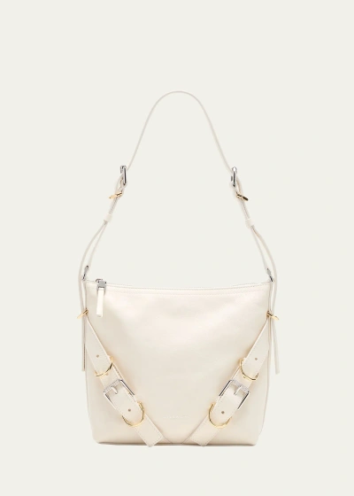 Givenchy Small Voyou Buckle Shoulder Bag In Leather In White