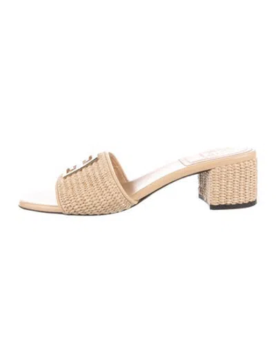 Pre-owned Givenchy Straw Slides In Neutrals