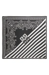 Givenchy Stripe & Bandana Print Silk Scarf In 1-black/ White