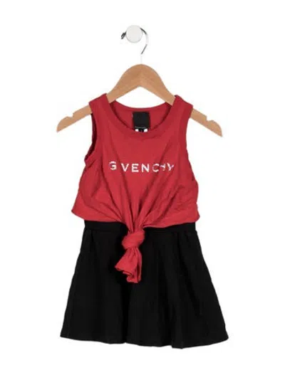 Pre-owned Givenchy Babies' Toddler Girls' Sleeveless Logo Dress In Black/red
