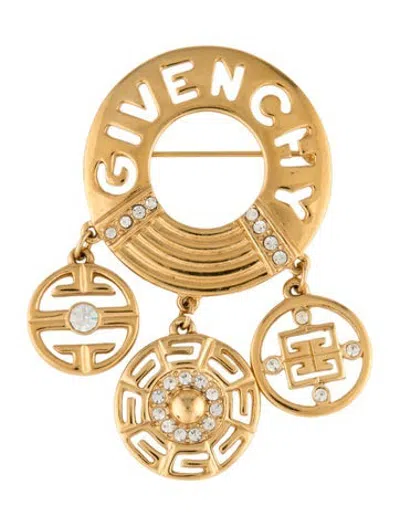 Pre-owned Givenchy Vintage Crystal Pin Brooch In Clear