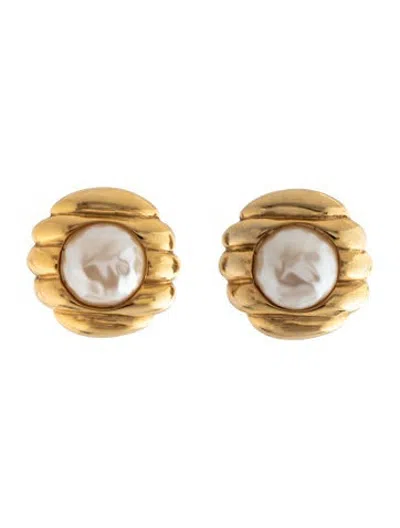 Pre-owned Givenchy Vintage Faux Pearl Clip-on Earrings In White