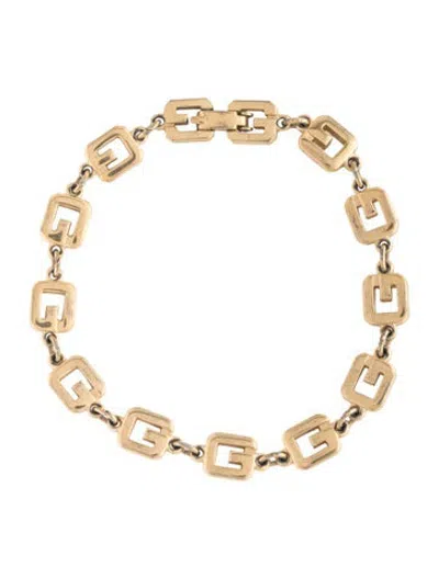 Pre-owned Givenchy Vintage 'g' Logo Link Bracelet, 7.5" In Multicolor