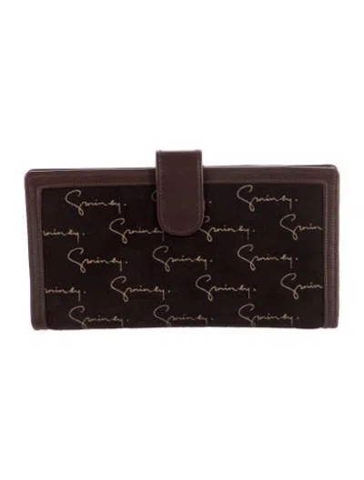 Pre-owned Givenchy Vintage Suede Continental Wallet In Brown