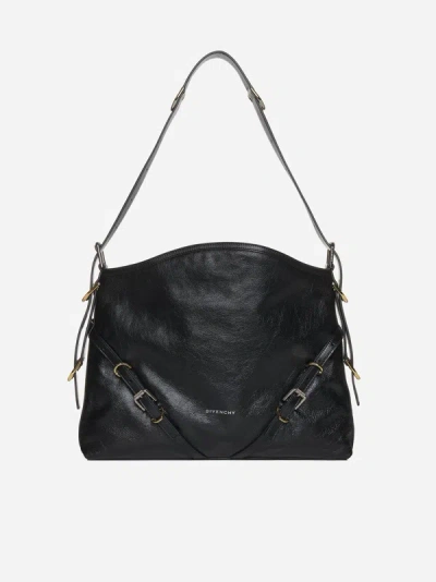 Givenchy Voyou Medium Leather Bag In Black