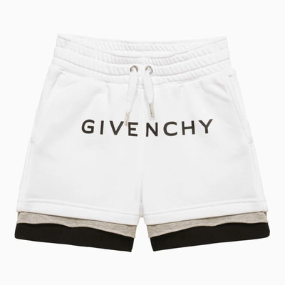 Givenchy Kids' White Cotton Blend Short With Logo In Multicolor