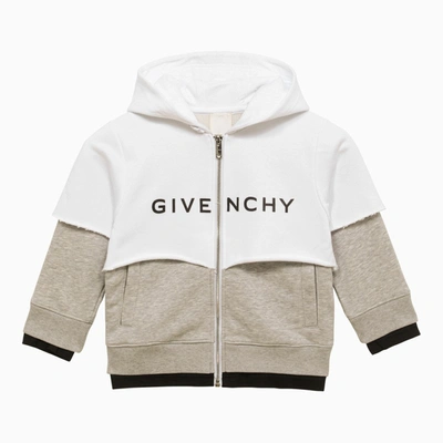 Givenchy Kids'  | White/grey Cotton Blend Hoodie In Multicolor
