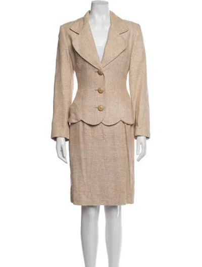 Pre-owned Givenchy Wool Tweed Pattern Skirt Suit In Neutrals