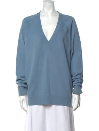 Pre-owned Givenchy Wool V-neck Sweater In Blue