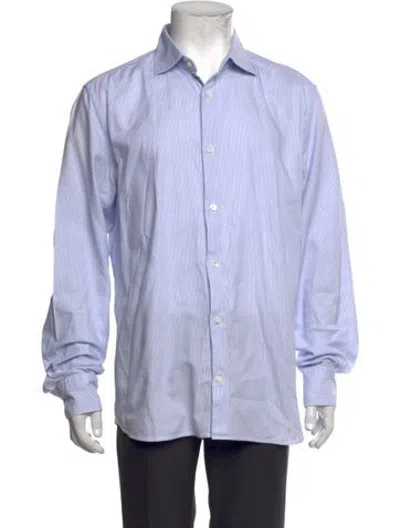 Pre-owned Glanshirt Striped Long Sleeve Dress Shirt In Blue
