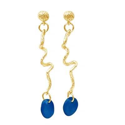 Glasstyk Women's Blue Havswirl Earrings