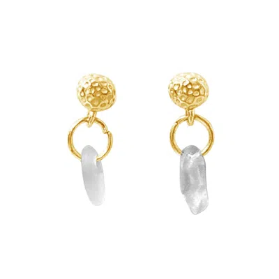 Glasstyk Women's White Skumdråbe Earrings