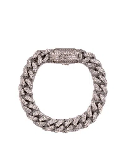 Gld 14k White Gold 8.5mm Diamond Cuban Bracelet