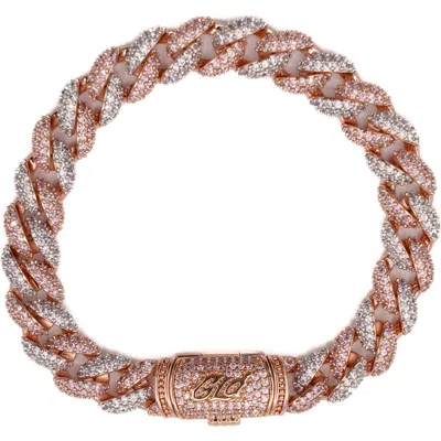 Gld 18k Rose Gold/white Gold 8.5mm Diamond Cuban Bracelet