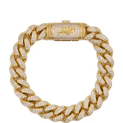 Gld 18k Yellow Gold 8.5mm Diamond Cuban Bracelet