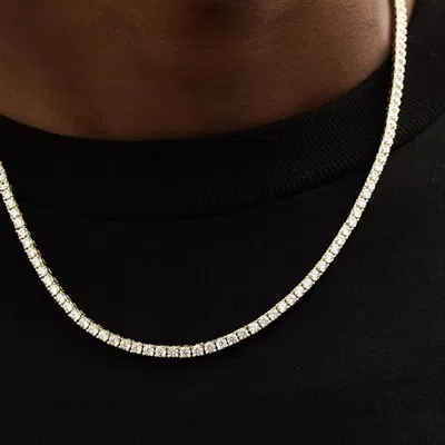 Gld Mens 3mm Diamond Tennis Necklace 22 In White