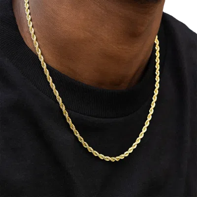 Gld Mens 4mm Rope Chain Necklace 22 In Gold