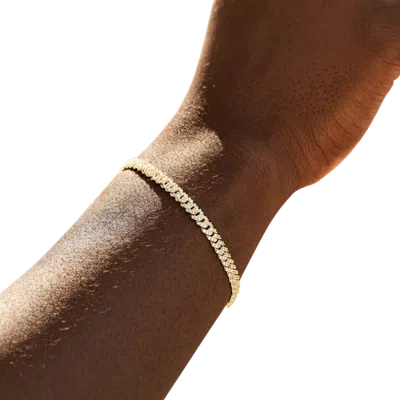 Gld Mens 7" Micro Diamond Prong Cuban Bracelet In Gold