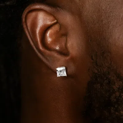 Gld Mens 7mm Square Cut Diamond Stud Earrings In Animal Print