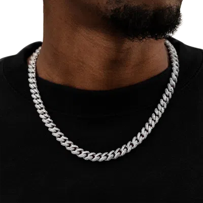 Gld Mens 8.5mm Diamond Cuban Necklace 22 In Silver