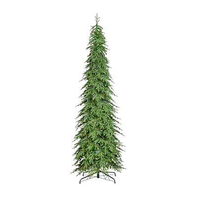Glitzhome 11ft Pre-lit Pencil Artificial 11 Foot Pre-lit Multi-function Lights Spruce Christmas Tree In Green