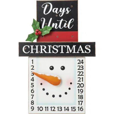 Glitzhome 15"h Lighted Wooden Christmas Snowman Advent Countdown Calendar In White