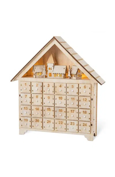 Glitzhome Christmas Lighted Wooden Village Advent Countdown Calendar In Beige