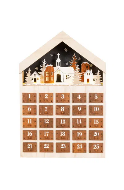 Glitzhome Christmas Lighted Wooden Village Advent Countdown Calendar In Brown