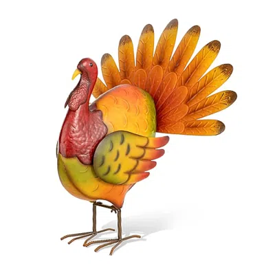 Glitzhome Harvest Metal Turkey Thanksgiving Porch Sign In Multi