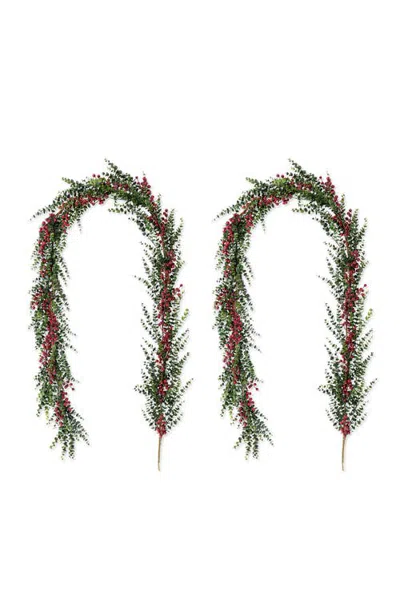 Glitzhome Set Of 2 Christmas Dripping Eucalyptus Garland In Multi