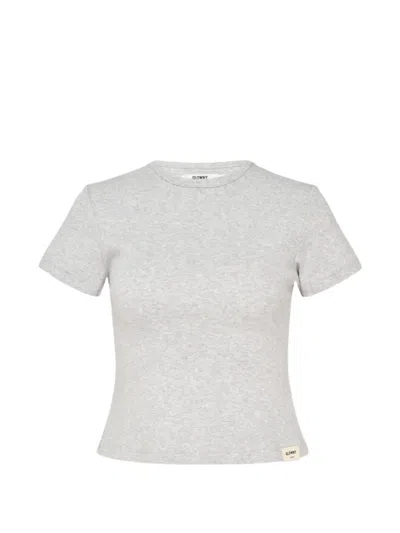 Glowny G Ribbed-knit Cropped T-shirt In Gray