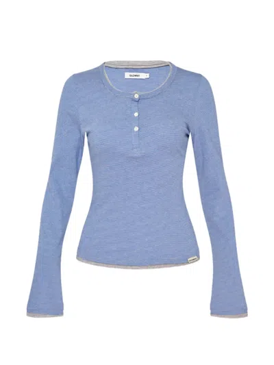 Glowny Roan Striped Long-sleeve Layared T-shirt In Blue
