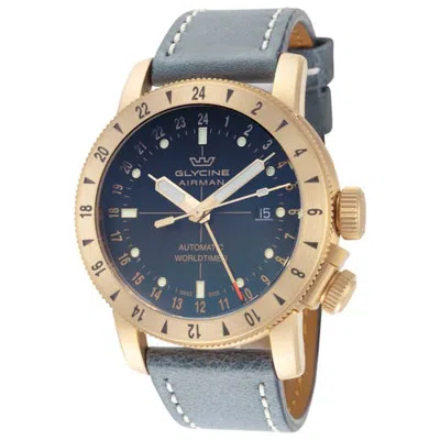 Glycine Airman Contemporary Bronze Gmt 44mm Automatic Strap Watch In Gray