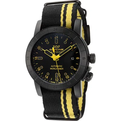 Glycine Airman Contemporary Purist 42mm Automatic Strap Watch In Black