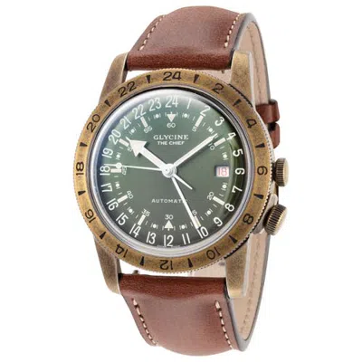 Glycine Airman The Chief Gmt 40mm Automatic Strap Watch In Brown