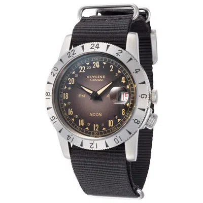 Glycine Airman Vintage Noon Purist 40mm Automatic Strap Watch In Black