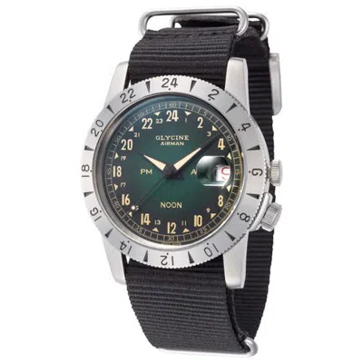 Glycine Airman Vintage Noon Purist 40mm Automatic Strap Watch In Black
